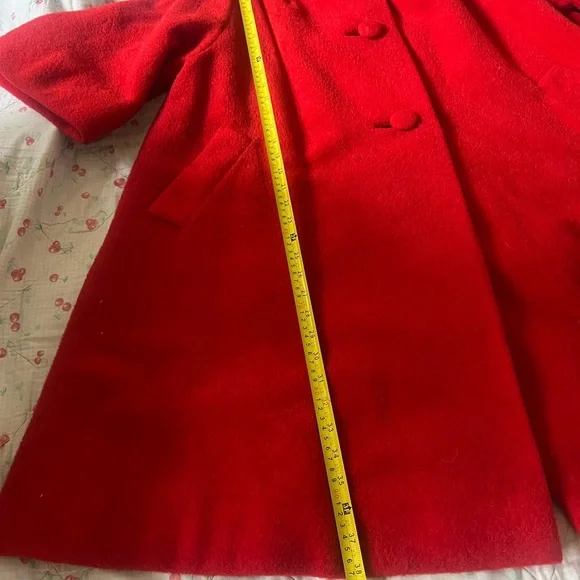Lili Anne Red Wool mohair Swing Coat with Funnel Collar - Picture 12 of 15